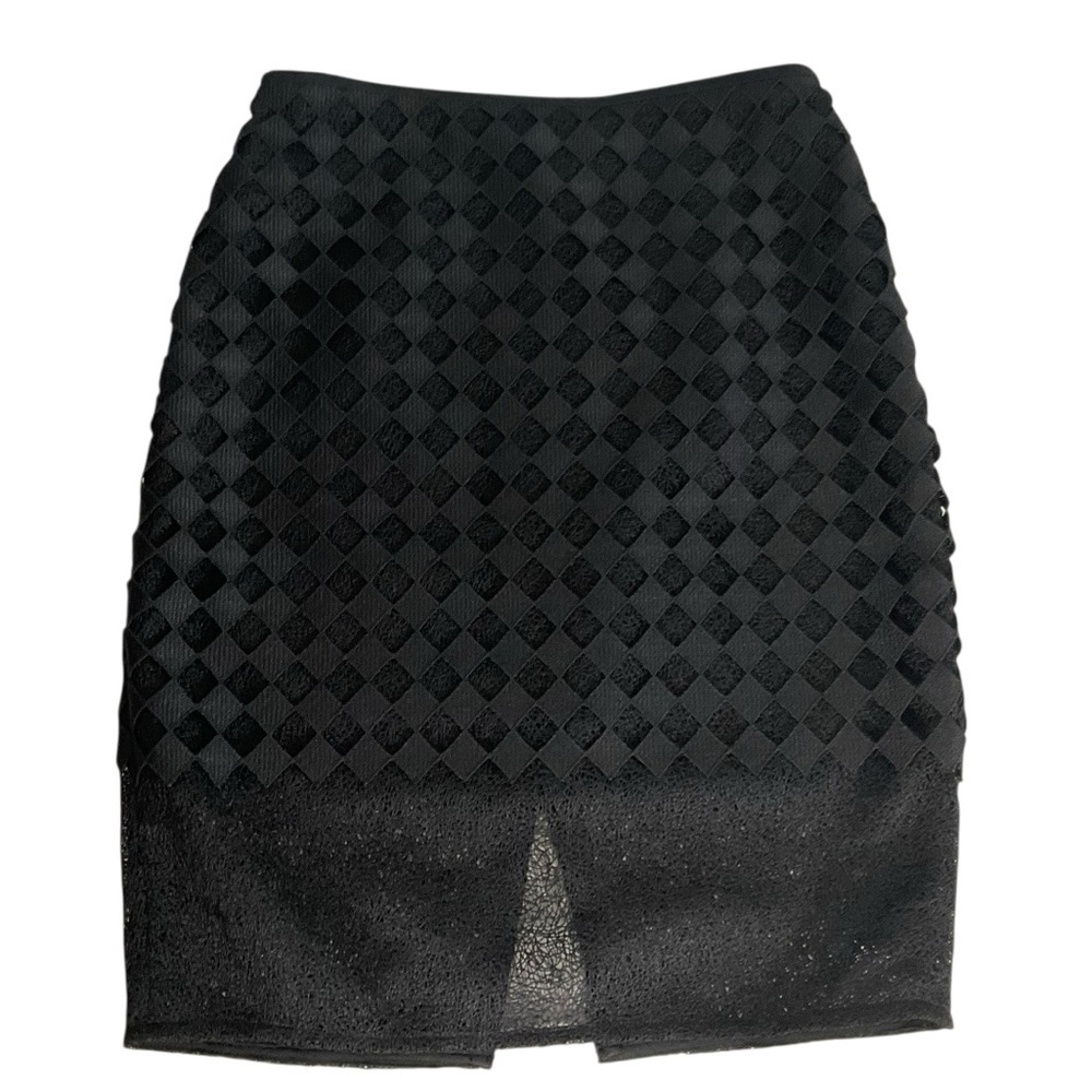 Diane von Furstenberg Diamond and Twig-Lace Pencil Skirt Size 6 Black